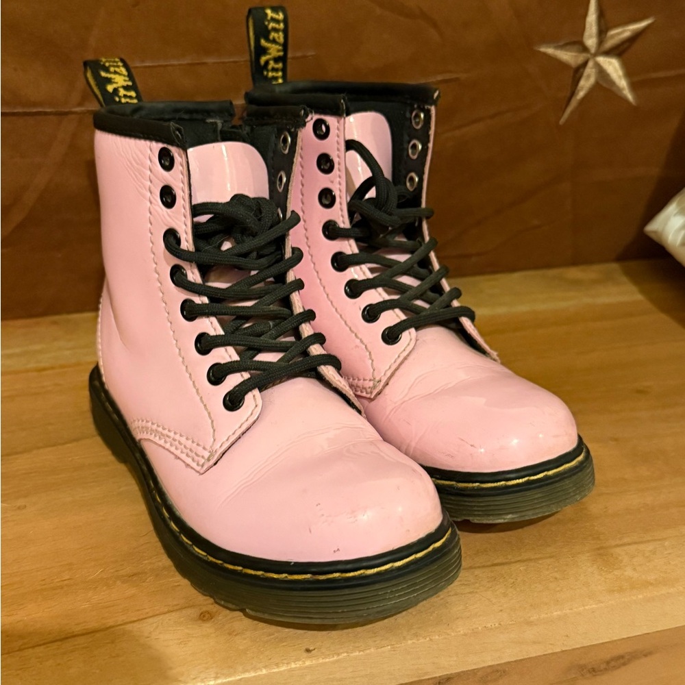 Dr. Martens Pink Patent Leather Lace Up Boots
